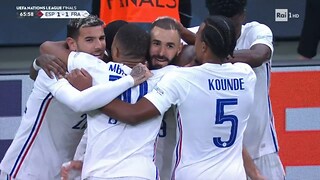 Gol di Benzema, Spagna - Francia 1-1 - Nations League 2021 - 10 10 2021 - RaiPlay